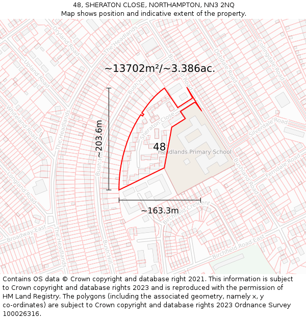 48, SHERATON CLOSE, NORTHAMPTON, NN3 2NQ: Plot and title map