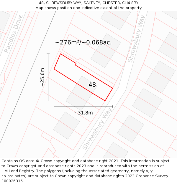 48, SHREWSBURY WAY, SALTNEY, CHESTER, CH4 8BY: Plot and title map