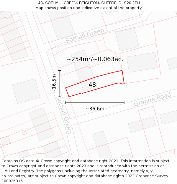 48, SOTHALL GREEN, BEIGHTON, SHEFFIELD, S20 1FH: Plot and title map