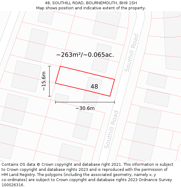 48, SOUTHILL ROAD, BOURNEMOUTH, BH9 1SH: Plot and title map