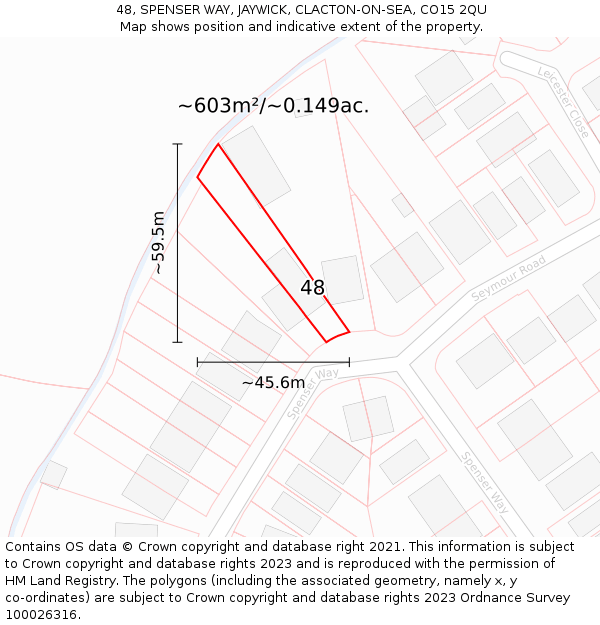 48, SPENSER WAY, JAYWICK, CLACTON-ON-SEA, CO15 2QU: Plot and title map