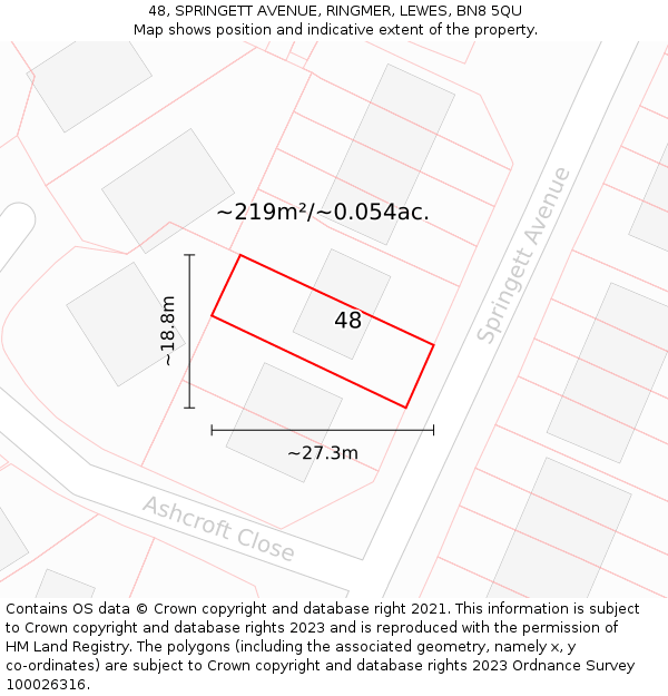 48, SPRINGETT AVENUE, RINGMER, LEWES, BN8 5QU: Plot and title map