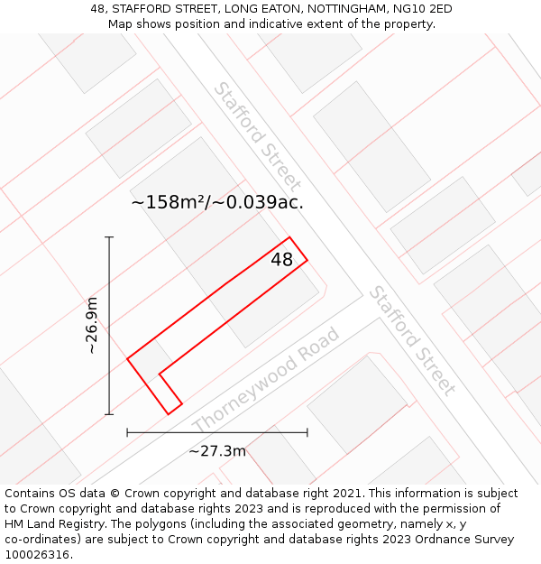 48, STAFFORD STREET, LONG EATON, NOTTINGHAM, NG10 2ED: Plot and title map