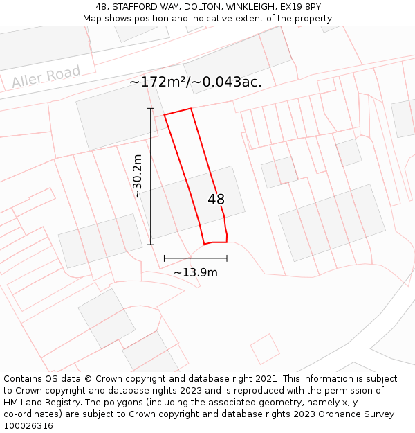 48, STAFFORD WAY, DOLTON, WINKLEIGH, EX19 8PY: Plot and title map