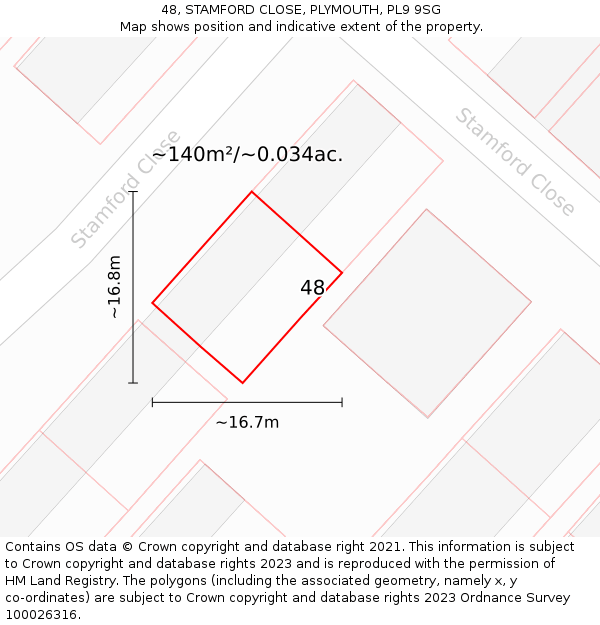 48, STAMFORD CLOSE, PLYMOUTH, PL9 9SG: Plot and title map