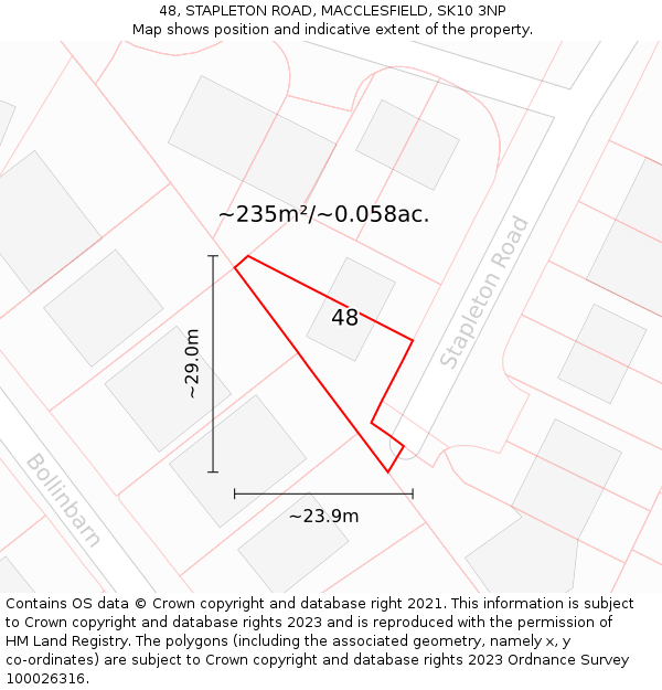 48, STAPLETON ROAD, MACCLESFIELD, SK10 3NP: Plot and title map