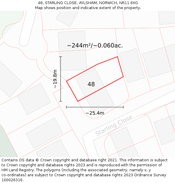 48, STARLING CLOSE, AYLSHAM, NORWICH, NR11 6XG: Plot and title map