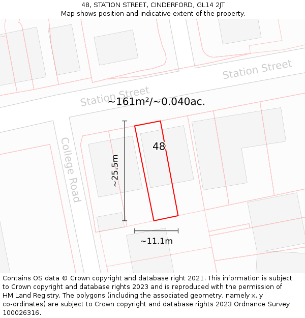 48, STATION STREET, CINDERFORD, GL14 2JT: Plot and title map