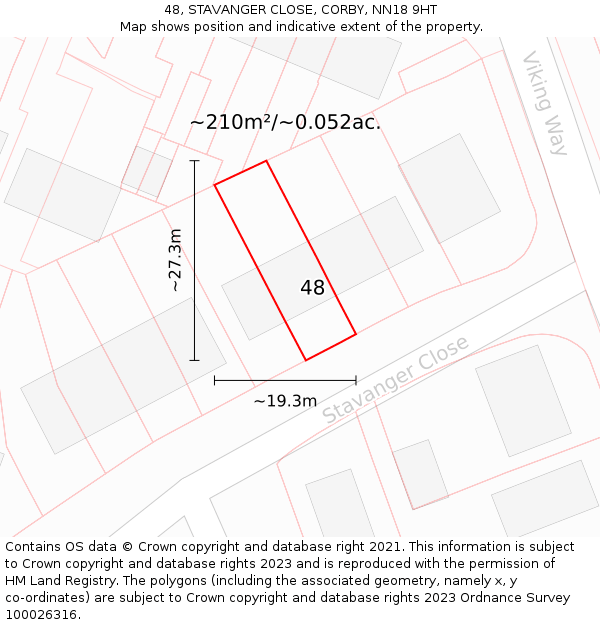 48, STAVANGER CLOSE, CORBY, NN18 9HT: Plot and title map