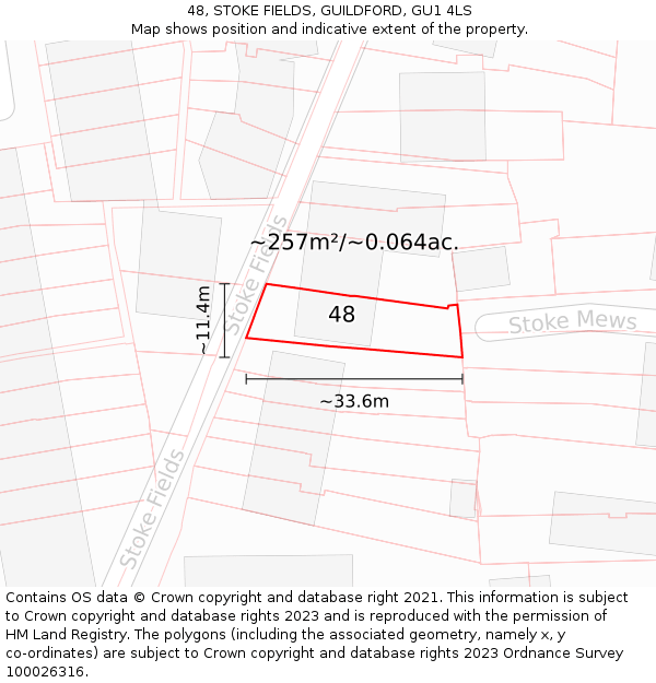 48, STOKE FIELDS, GUILDFORD, GU1 4LS: Plot and title map