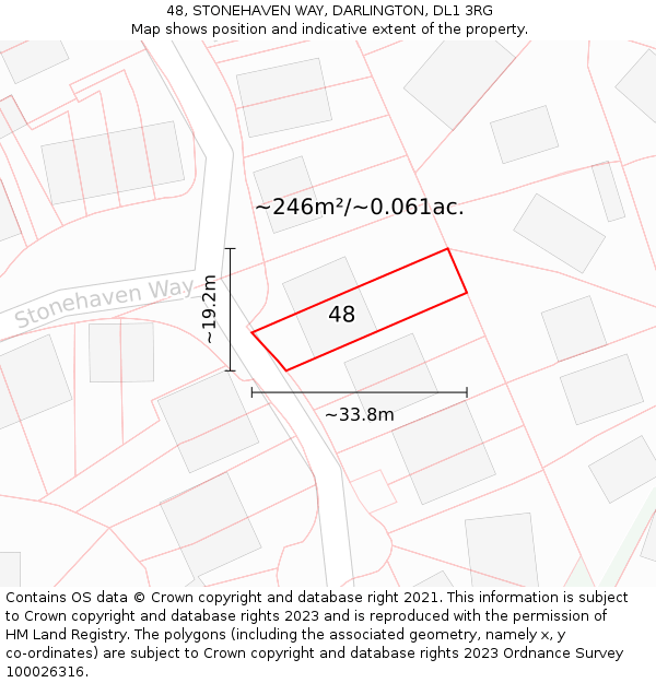 48, STONEHAVEN WAY, DARLINGTON, DL1 3RG: Plot and title map