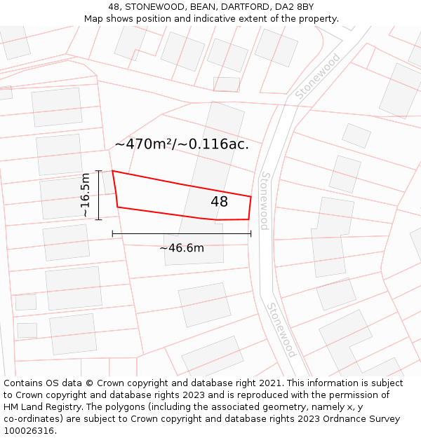 48, STONEWOOD, BEAN, DARTFORD, DA2 8BY: Plot and title map