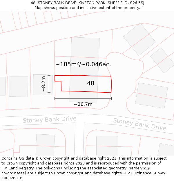 48, STONEY BANK DRIVE, KIVETON PARK, SHEFFIELD, S26 6SJ: Plot and title map