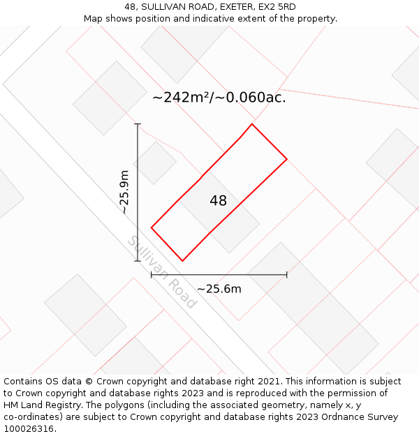 48, SULLIVAN ROAD, EXETER, EX2 5RD: Plot and title map