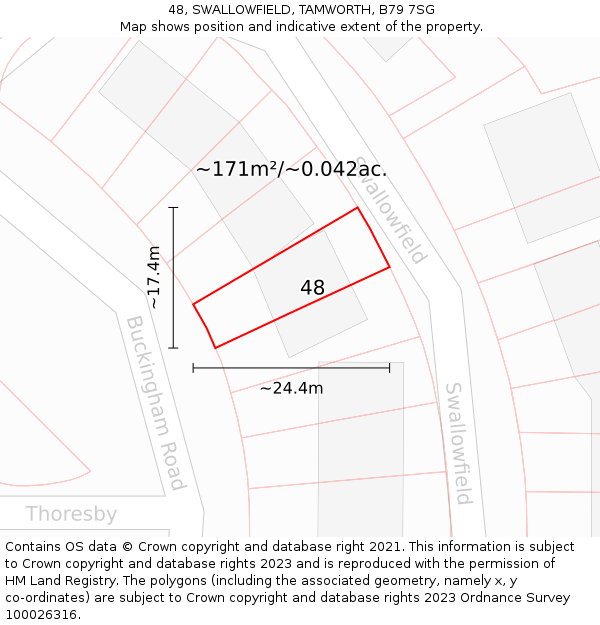 48, SWALLOWFIELD, TAMWORTH, B79 7SG: Plot and title map