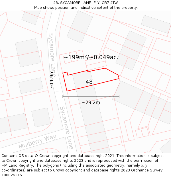 48, SYCAMORE LANE, ELY, CB7 4TW: Plot and title map