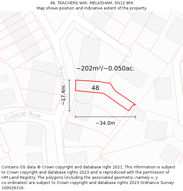 48, TEACHERS WAY, MELKSHAM, SN12 8FA: Plot and title map