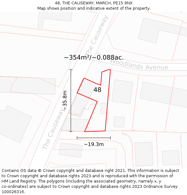 48, THE CAUSEWAY, MARCH, PE15 9NX: Plot and title map
