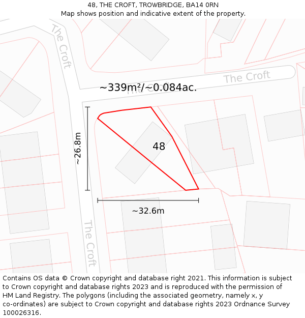 48, THE CROFT, TROWBRIDGE, BA14 0RN: Plot and title map
