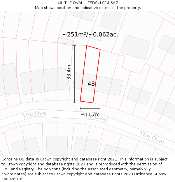 48, THE OVAL, LEEDS, LS14 6AZ: Plot and title map