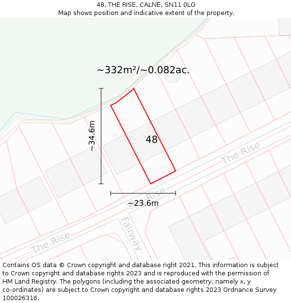 48, THE RISE, CALNE, SN11 0LG: Plot and title map