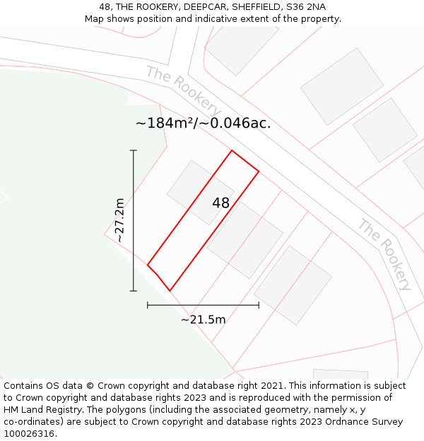 48, THE ROOKERY, DEEPCAR, SHEFFIELD, S36 2NA: Plot and title map