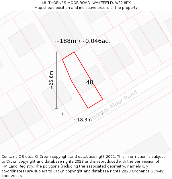 48, THORNES MOOR ROAD, WAKEFIELD, WF2 8PX: Plot and title map