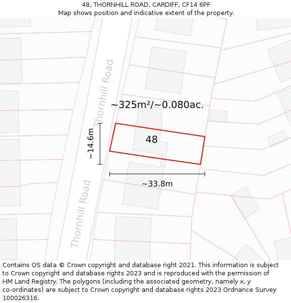 48, THORNHILL ROAD, CARDIFF, CF14 6PF: Plot and title map