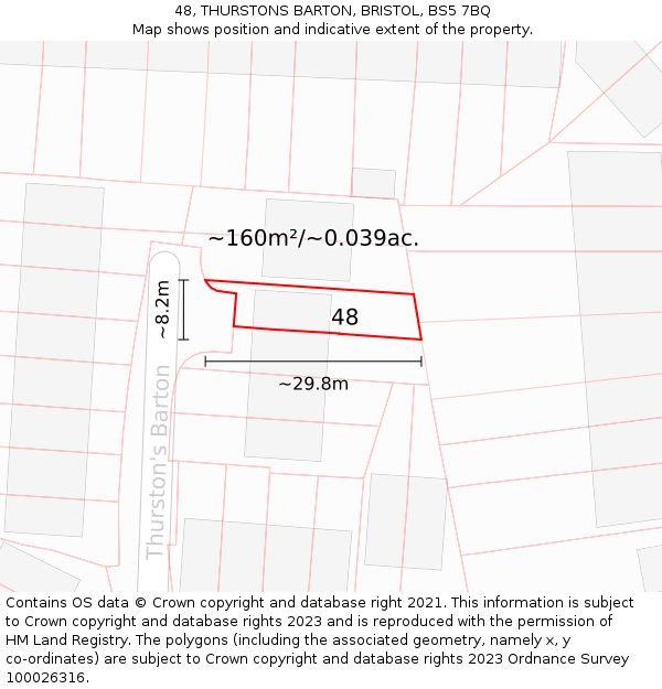 48, THURSTONS BARTON, BRISTOL, BS5 7BQ: Plot and title map