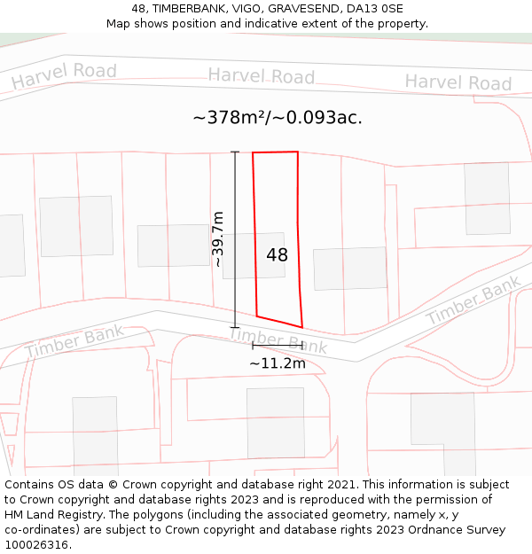 48, TIMBERBANK, VIGO, GRAVESEND, DA13 0SE: Plot and title map