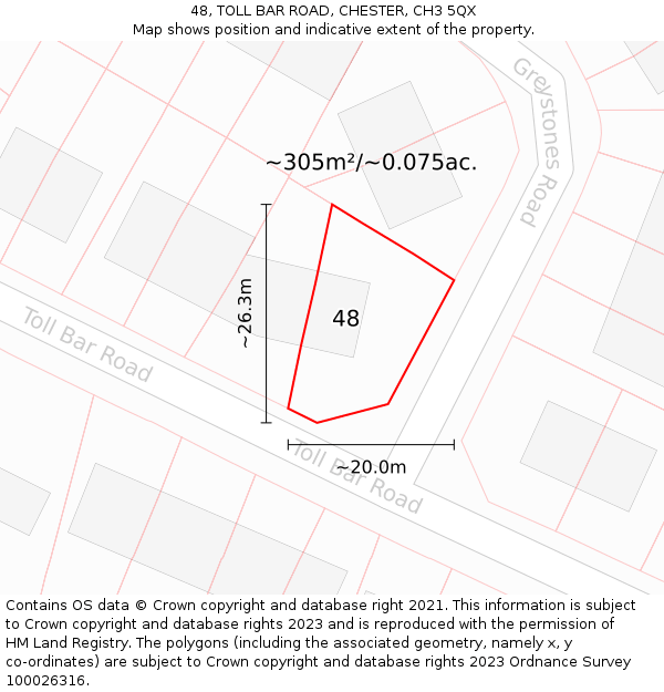 48, TOLL BAR ROAD, CHESTER, CH3 5QX: Plot and title map