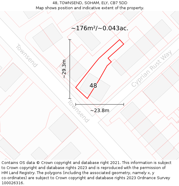 48, TOWNSEND, SOHAM, ELY, CB7 5DD: Plot and title map