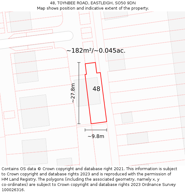 48, TOYNBEE ROAD, EASTLEIGH, SO50 9DN: Plot and title map