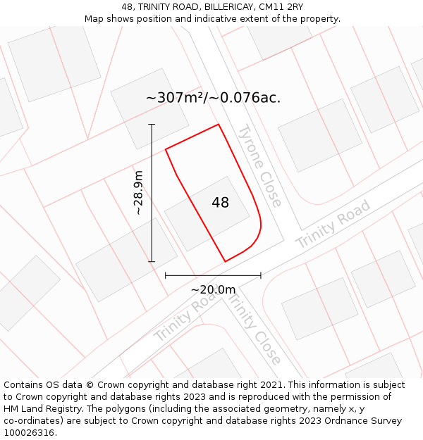 48, TRINITY ROAD, BILLERICAY, CM11 2RY: Plot and title map