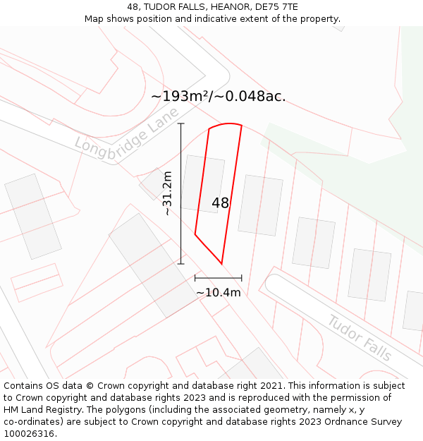 48, TUDOR FALLS, HEANOR, DE75 7TE: Plot and title map