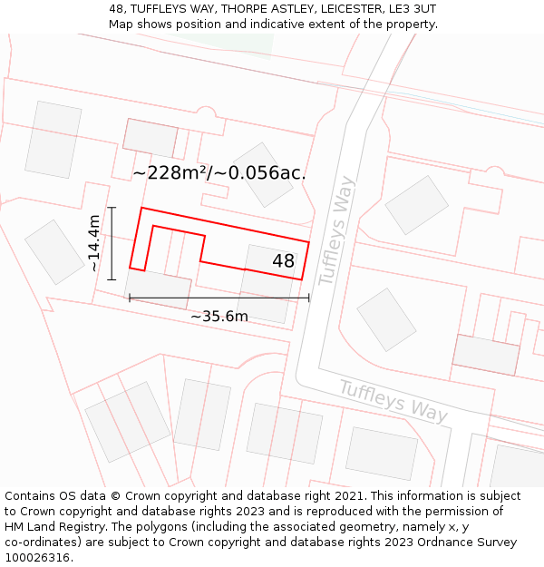 48, TUFFLEYS WAY, THORPE ASTLEY, LEICESTER, LE3 3UT: Plot and title map