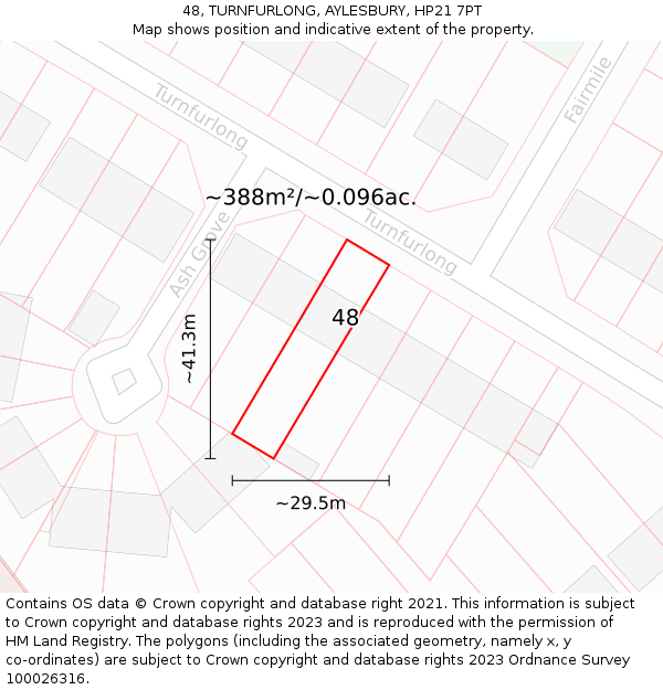 48, TURNFURLONG, AYLESBURY, HP21 7PT: Plot and title map
