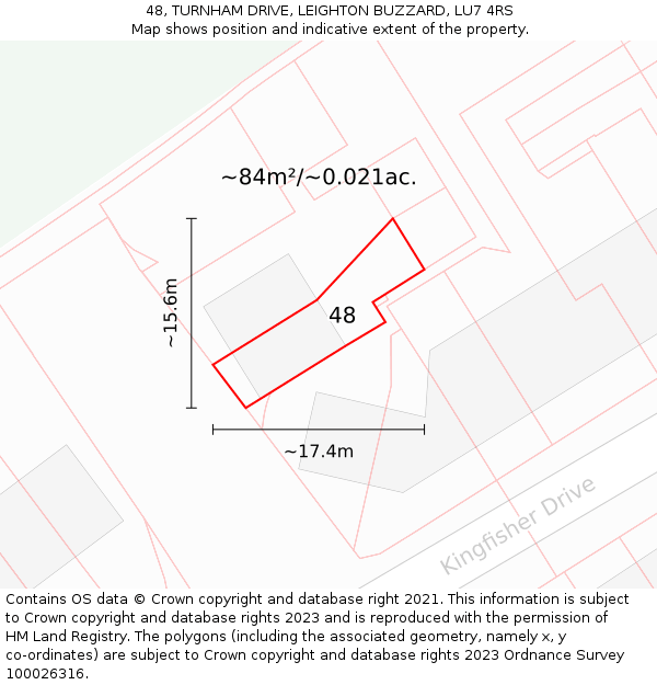 48, TURNHAM DRIVE, LEIGHTON BUZZARD, LU7 4RS: Plot and title map