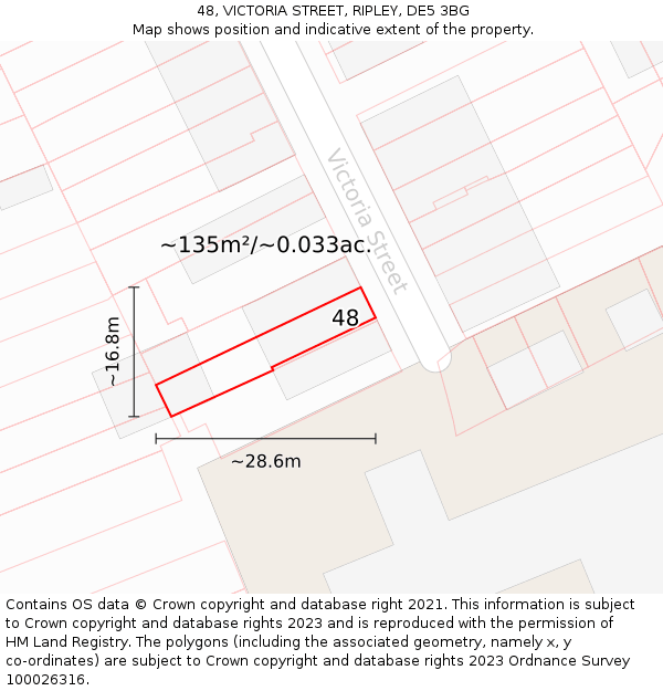 48, VICTORIA STREET, RIPLEY, DE5 3BG: Plot and title map