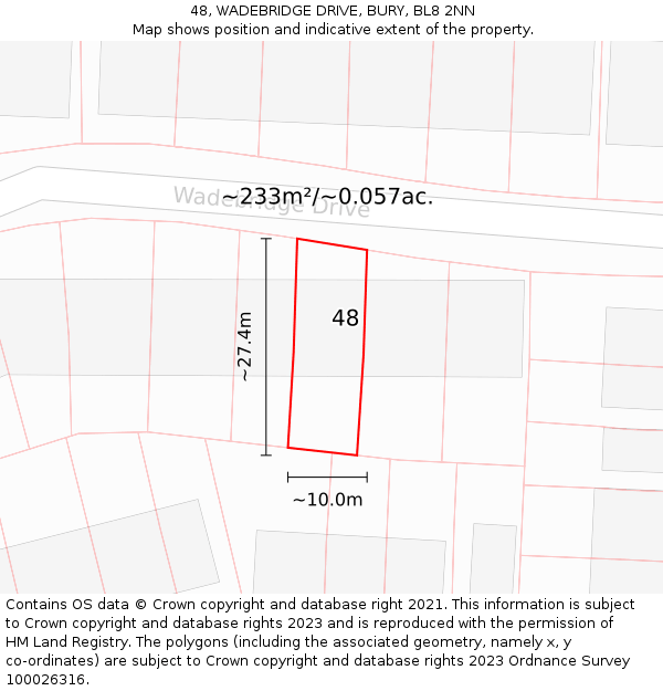 48, WADEBRIDGE DRIVE, BURY, BL8 2NN: Plot and title map