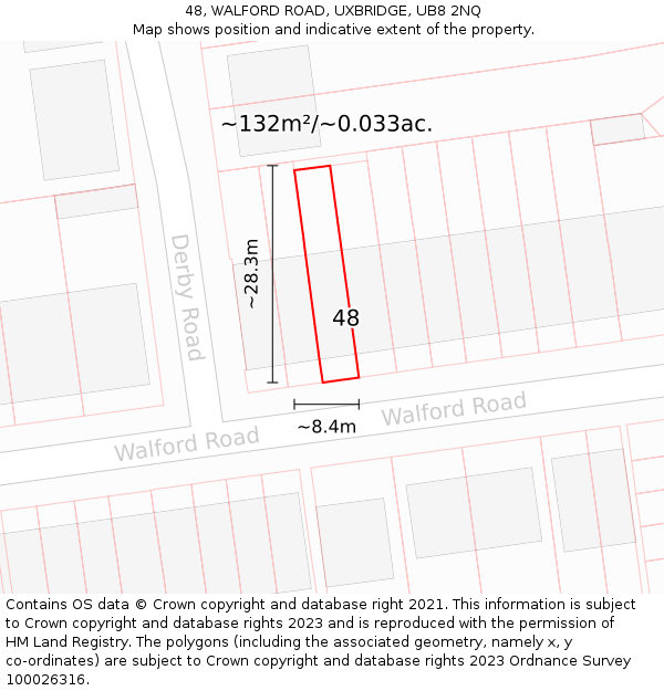 48, WALFORD ROAD, UXBRIDGE, UB8 2NQ: Plot and title map