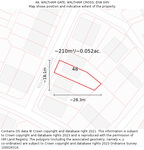 48, WALTHAM GATE, WALTHAM CROSS, EN8 0XN: Plot and title map