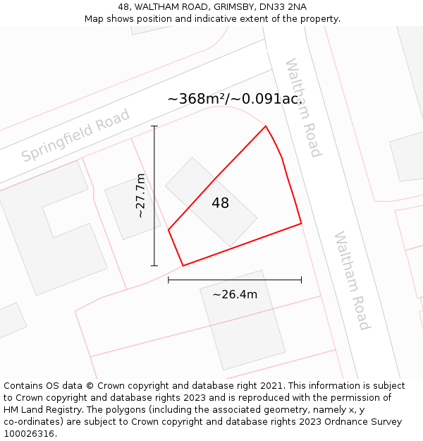 48, WALTHAM ROAD, GRIMSBY, DN33 2NA: Plot and title map