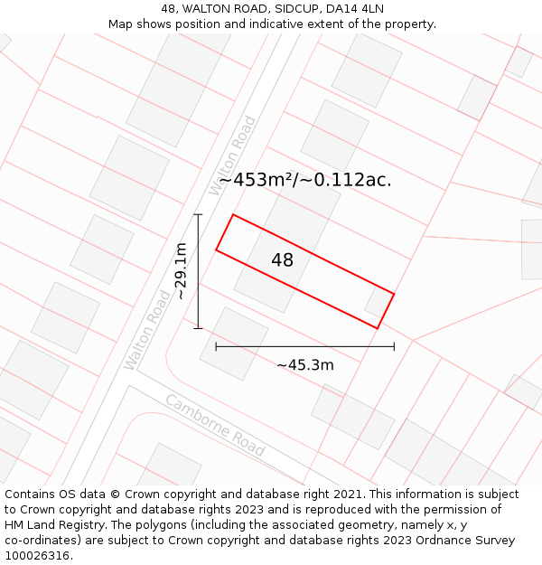 48, WALTON ROAD, SIDCUP, DA14 4LN: Plot and title map