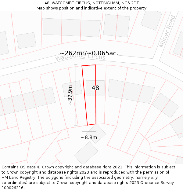 48, WATCOMBE CIRCUS, NOTTINGHAM, NG5 2DT: Plot and title map