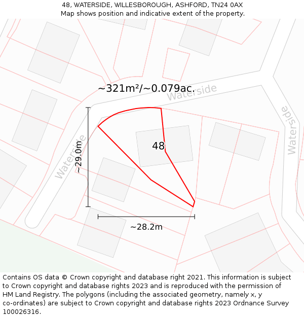 48, WATERSIDE, WILLESBOROUGH, ASHFORD, TN24 0AX: Plot and title map