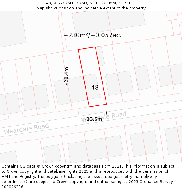 48, WEARDALE ROAD, NOTTINGHAM, NG5 1DD: Plot and title map