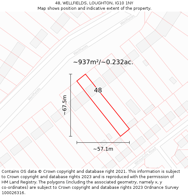 48, WELLFIELDS, LOUGHTON, IG10 1NY: Plot and title map