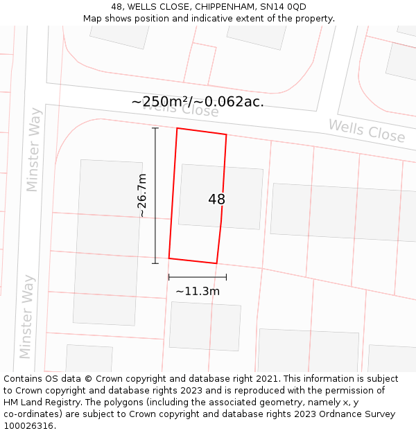 48, WELLS CLOSE, CHIPPENHAM, SN14 0QD: Plot and title map