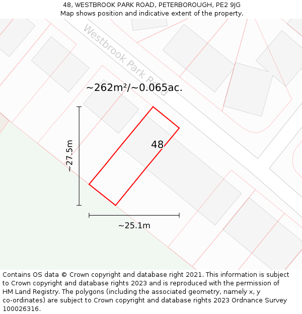 48, WESTBROOK PARK ROAD, PETERBOROUGH, PE2 9JG: Plot and title map